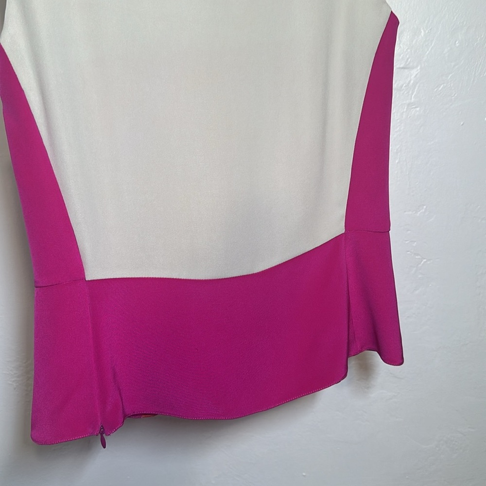NWT Ohne Titel Chalk / Coral / Fuschia Silk Sleeveless Top Size EU-38 - Picture 9 of 11